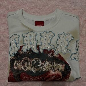 INC International Concepts White Graphic Tee